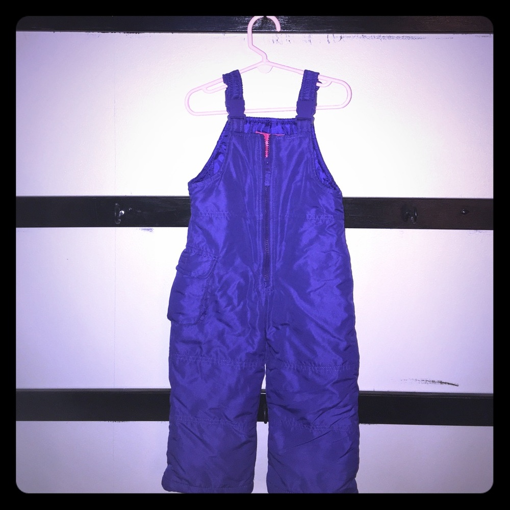 Girls purple snow pant adjustable overalls